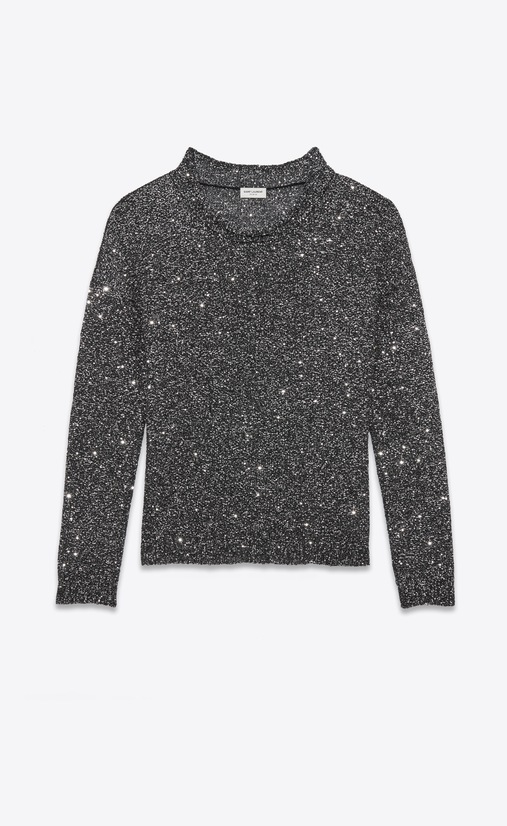 Knit sweater with rhinestones